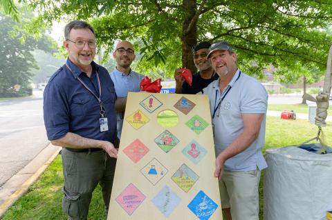 A cornhole game to learn more about hazardous chemicals, displayed by Bauman and colleagues