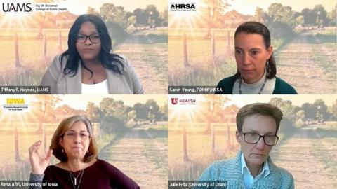 Screenshot of panelist grid with (top, from l) Haynes and Young, and (bottom, from l) Afifi and Fritz