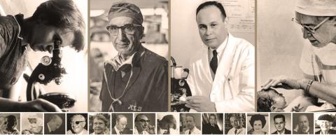 Black and white images of scientists from Profiles in Science