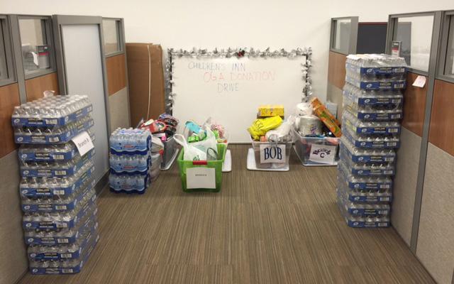 Bottled water and non-perishable items donated to the inn