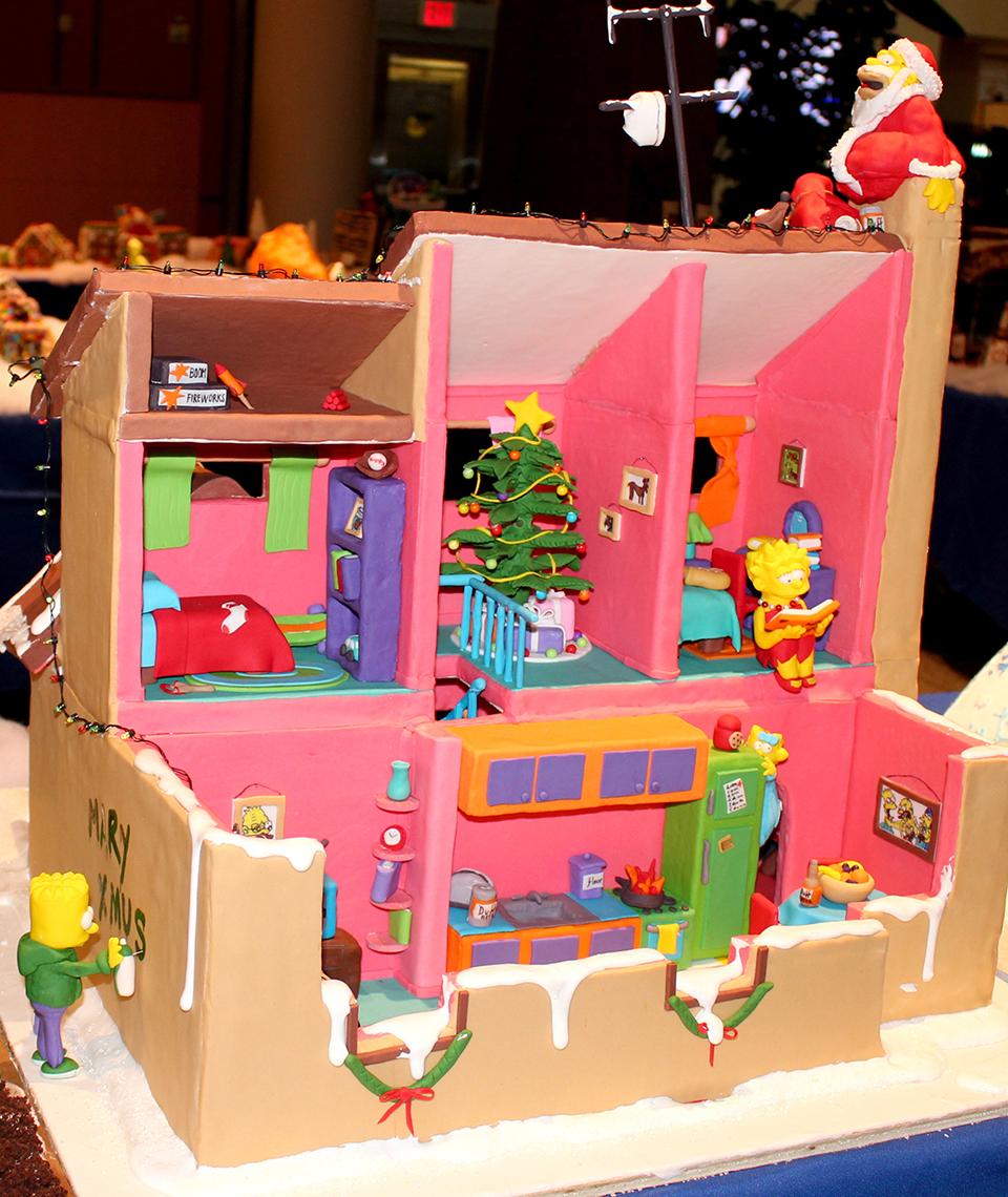 The Simpsons, rendered in gingerbread.