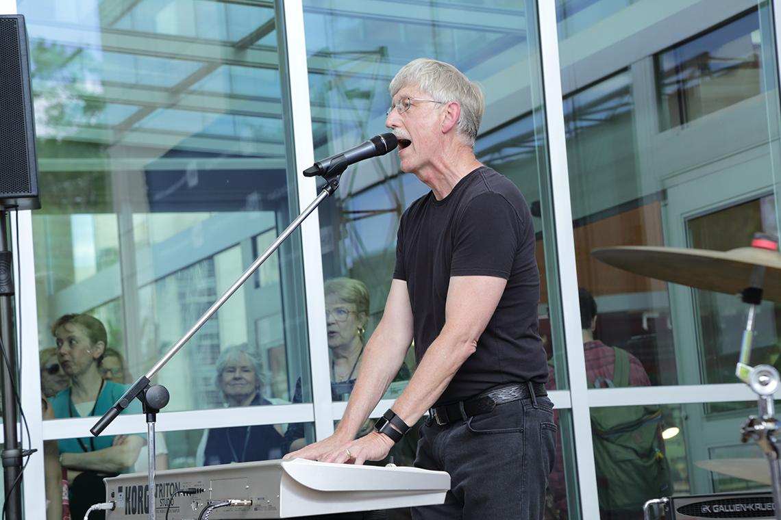 Dr. Collins sings and plays piano.