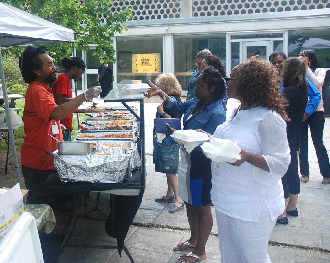Chef fills orders at event.