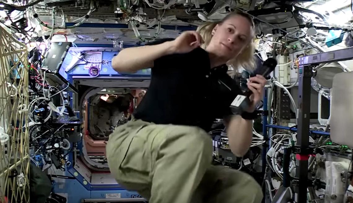 Rubins floats around International Space Station.