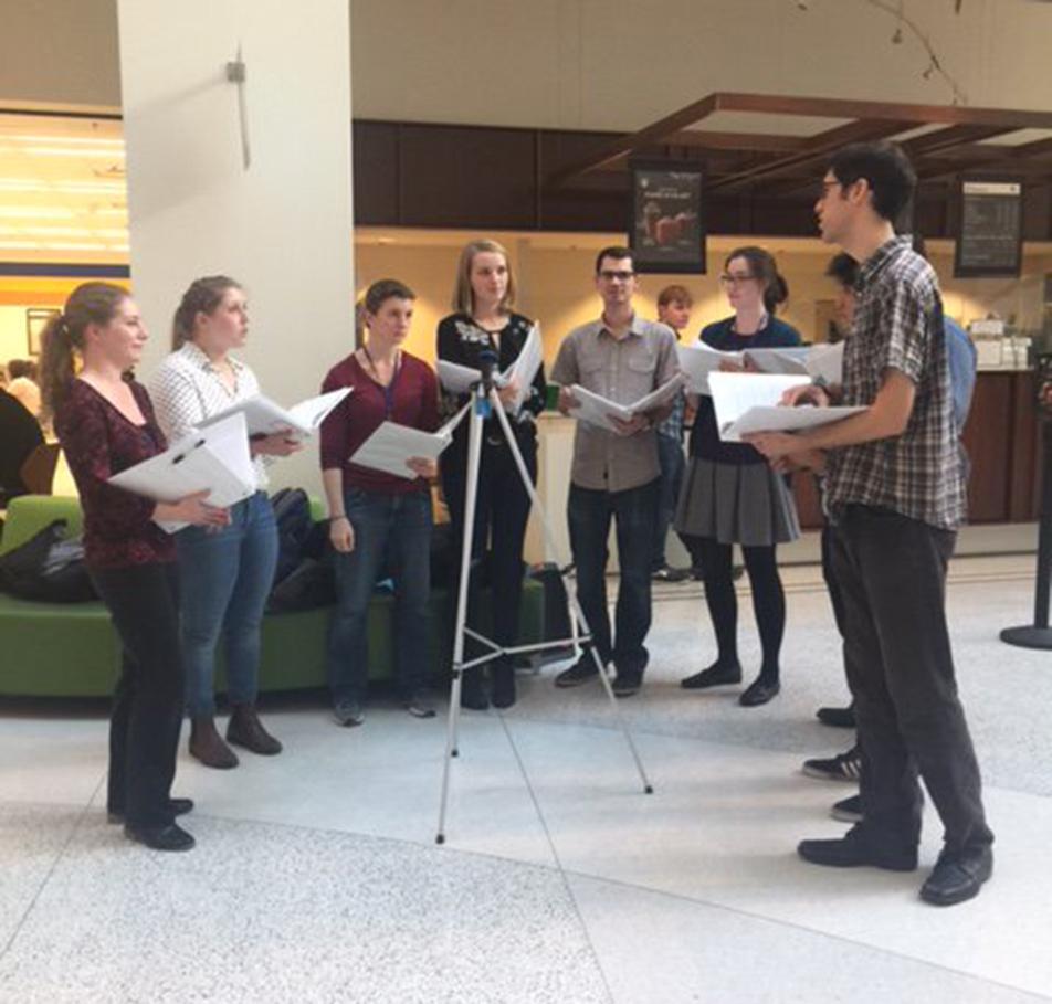 NIH colleagues from the musical a capella group Nerds in Harmony perform.