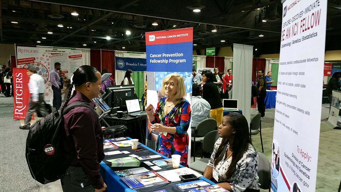 Booth is erected at conference.