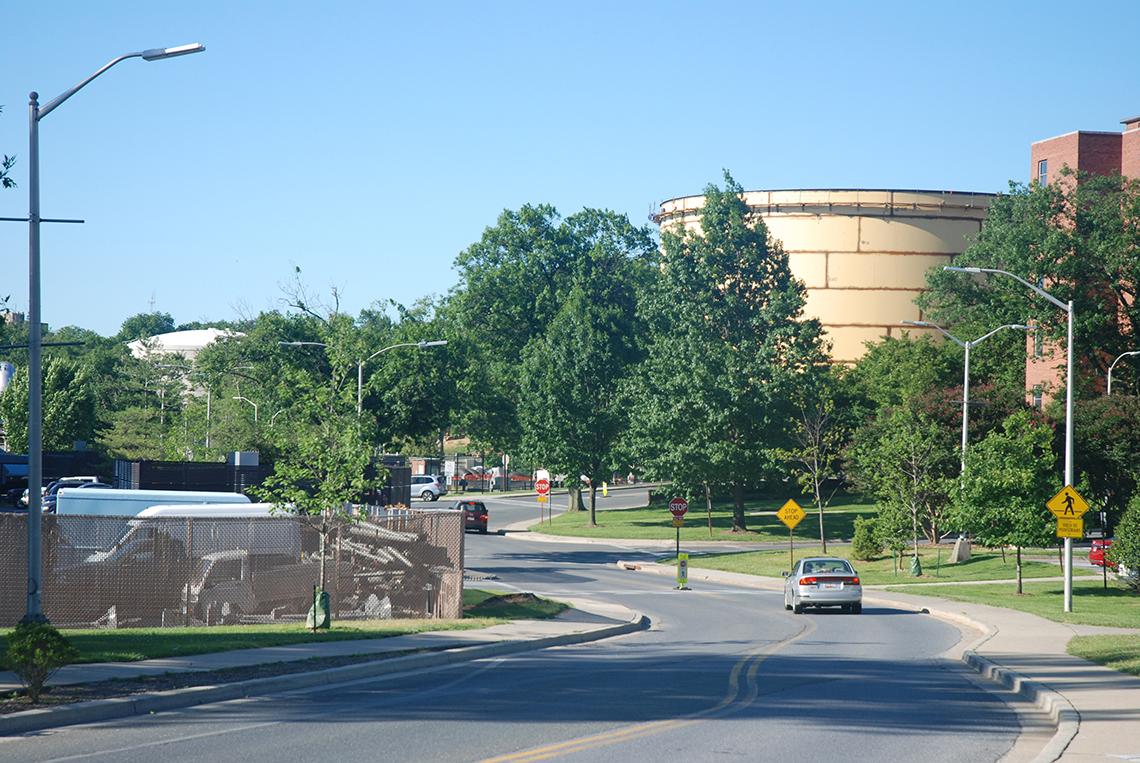 Two large water tanks
