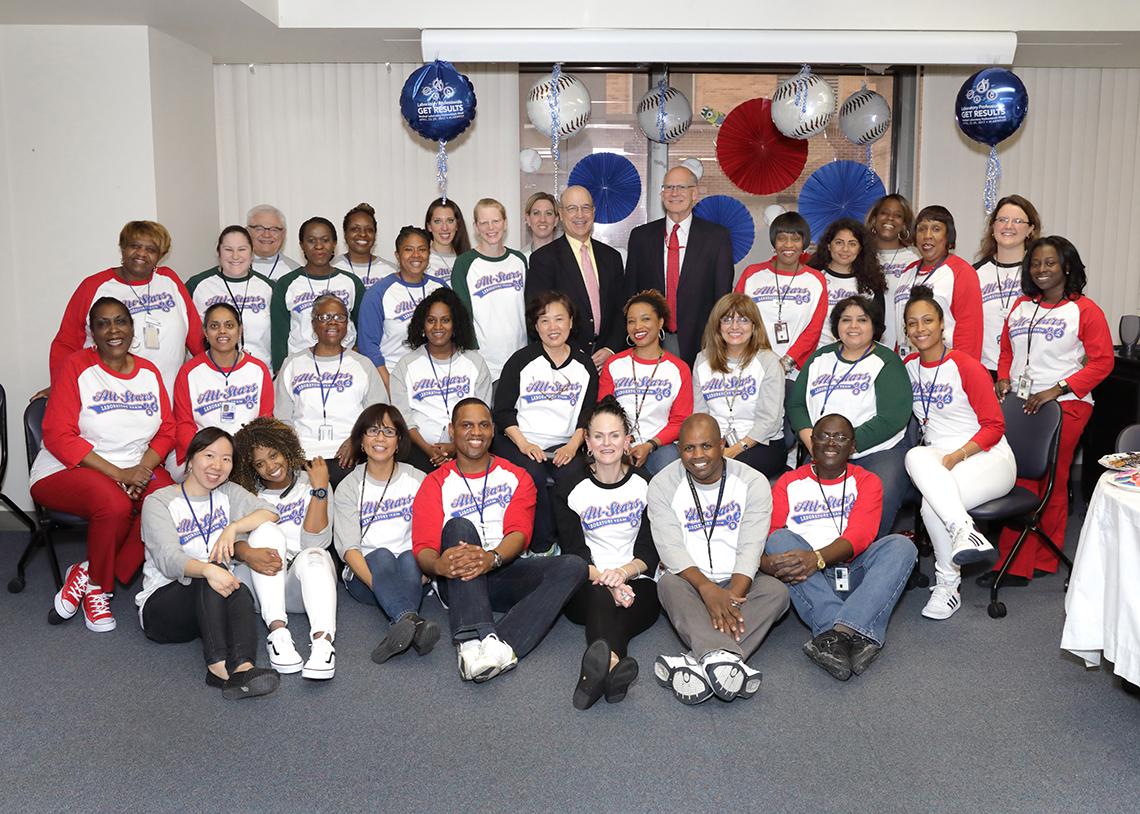 Group photo with members of the department and Gilman
