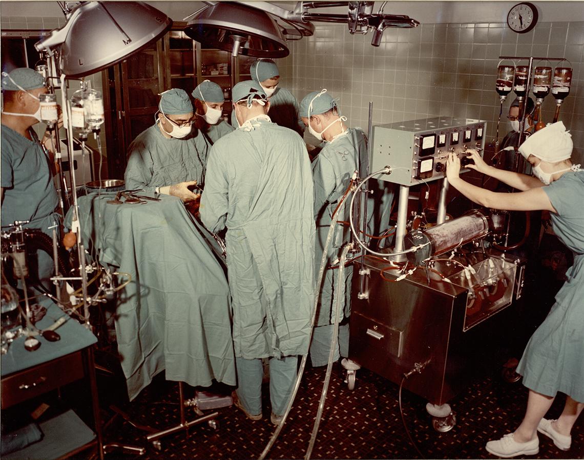 DeBakey and surgical team at work