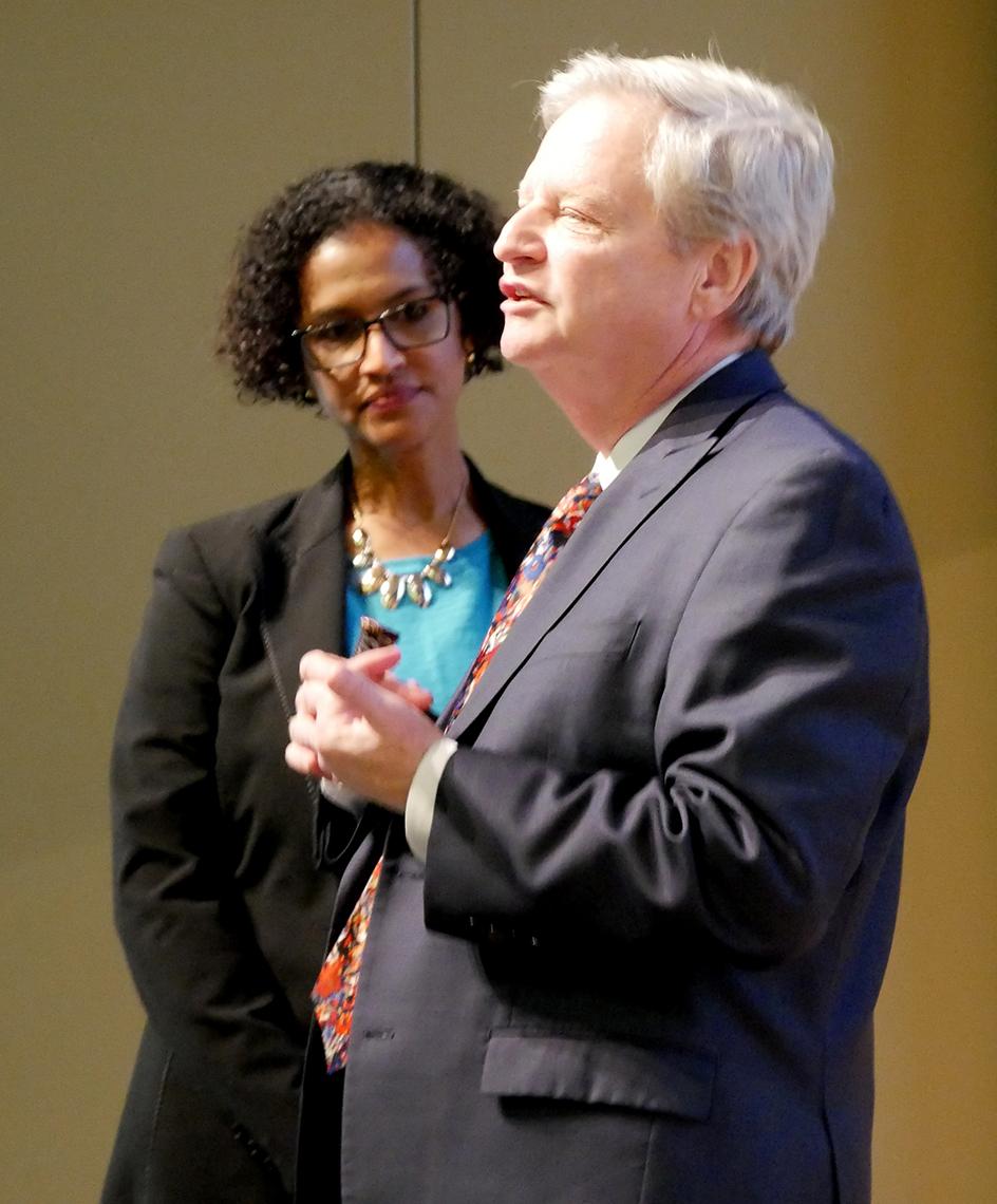 Dr. McGowan speaks as Ms. Berko looks on.