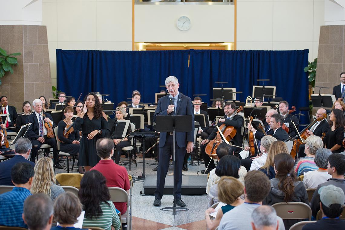 Dr. Collins introduces orchestra.