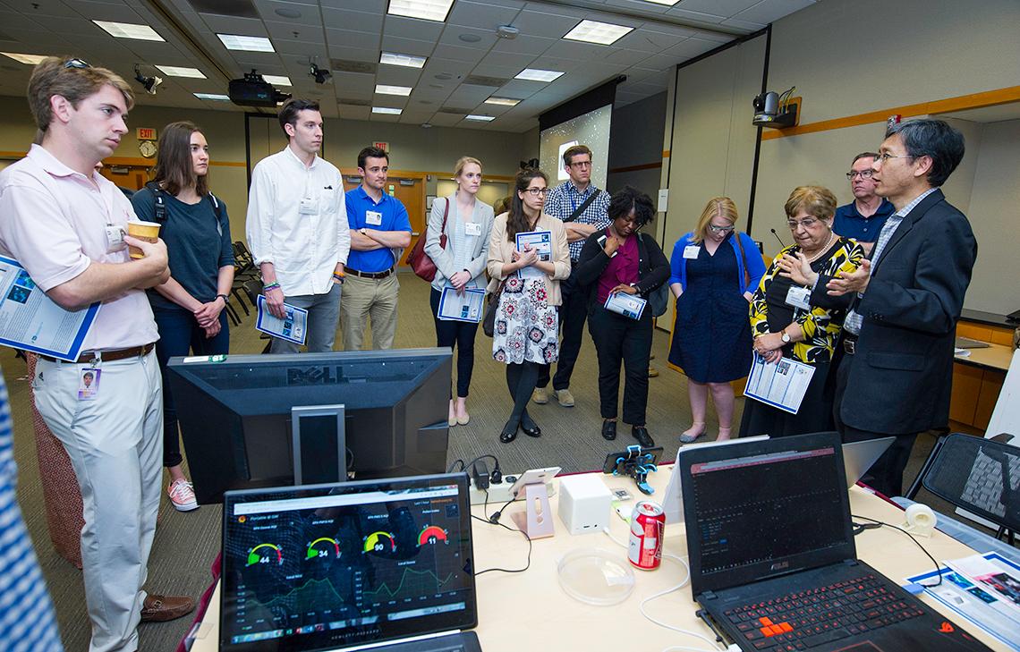 Congressional staff hear George Washington University researchers describe their development of portable and wearable sensors.
