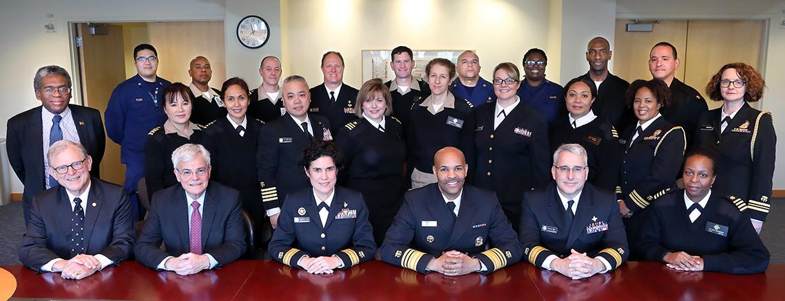 New surgeon general in group shot with NIH Commissioned Corps members and NIH intramural leaders
