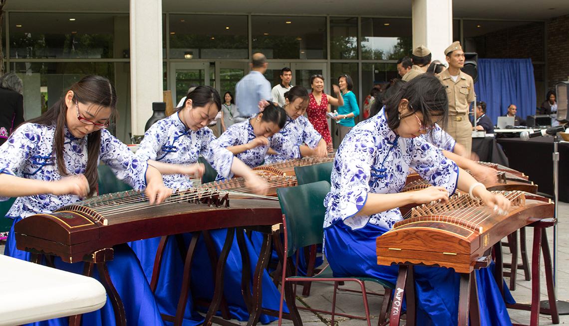 The Guzheng ensemble with NIH staffer Ziyi Liu