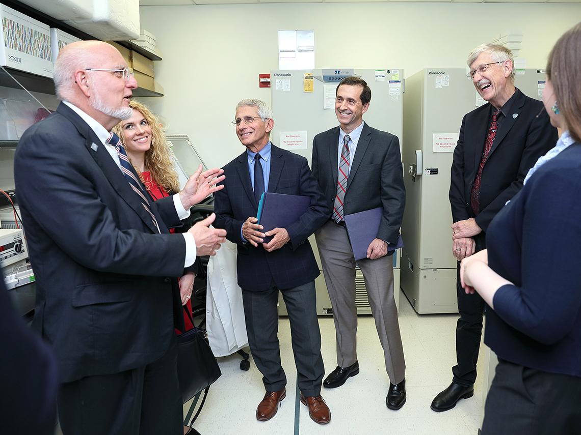 Redfield and Amanda Campbell meet with Dr. Anthony Fauci, Dr. John Mascola and Dr. Francis Collins.