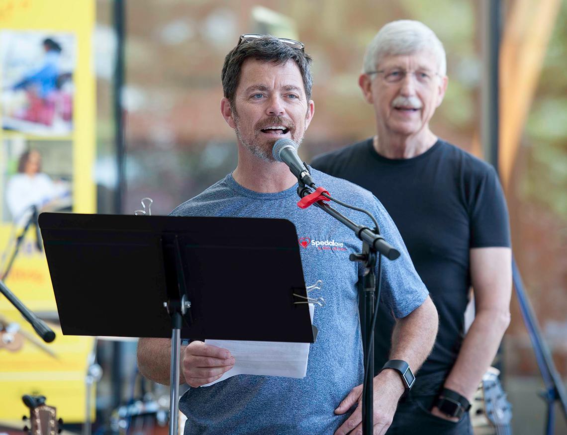 Dave Smith tells guests about the camp.