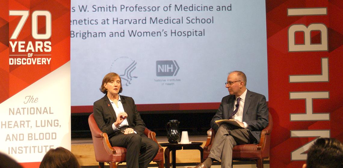 Dr. Christine Seidman and Dr. Jonathan Kaltman on stage.