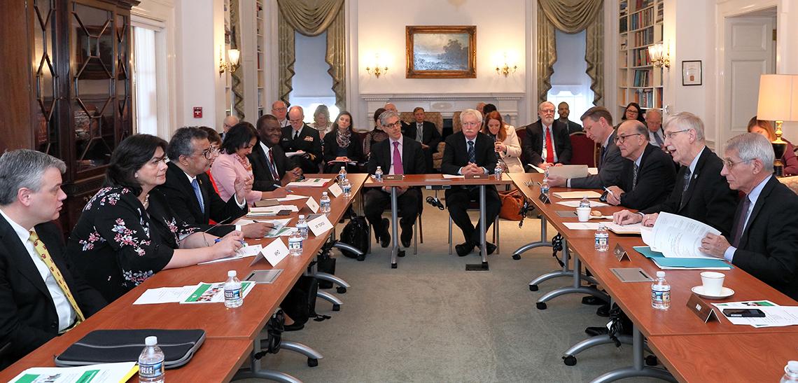 Dr. Tedros Adhanom Ghebreysus meets with NIH leadership.