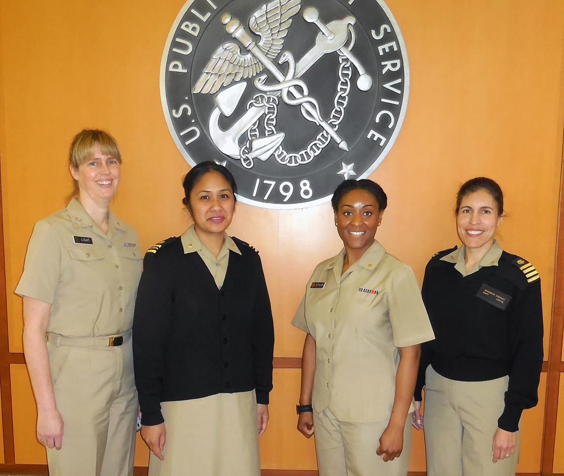 Lt. Heather Light, Lcdr. Nicole Pascua, Lt. Jamillah Bynum and Capt. Jeasmine Aizvera.