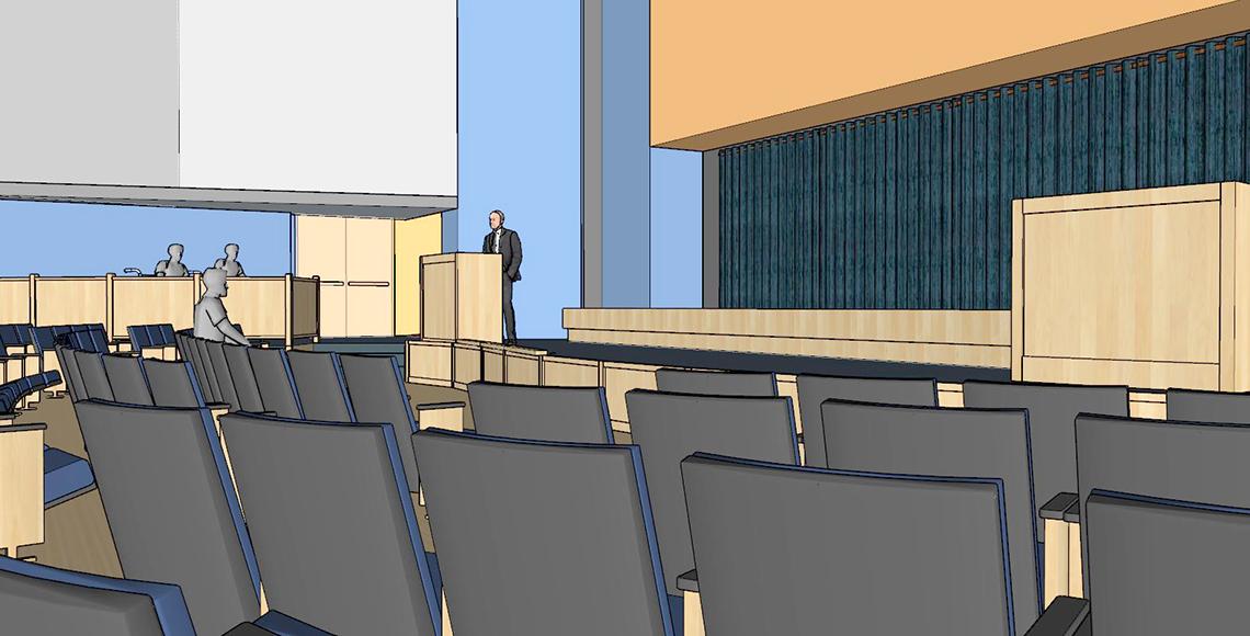 Rendering of stage renovation as viewed from audience