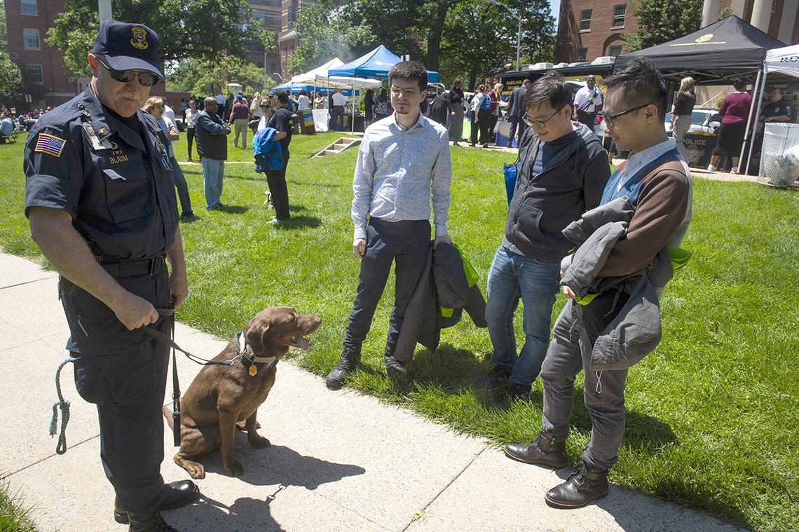 Police officer handles his K9.