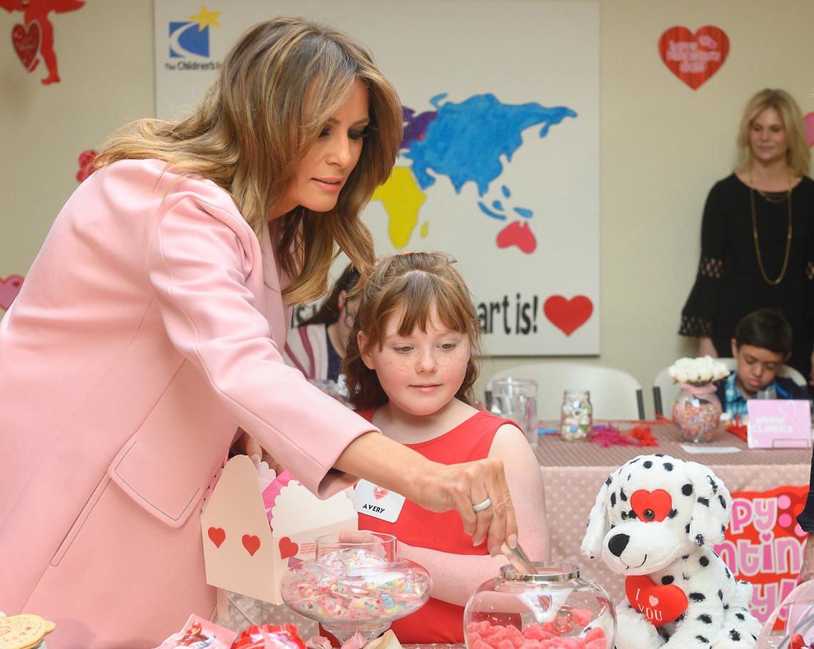 First Lady Trump selects candies from a jar 