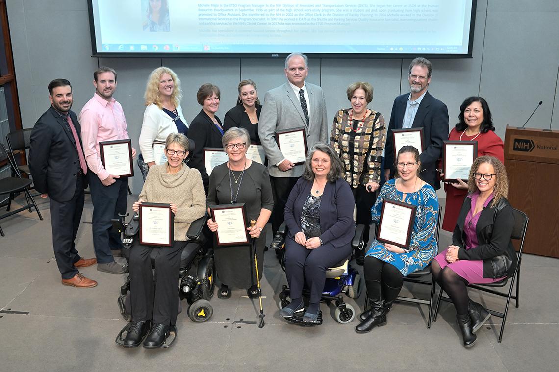 Group photo of several awardees and members of NIH’s Office of EDI 