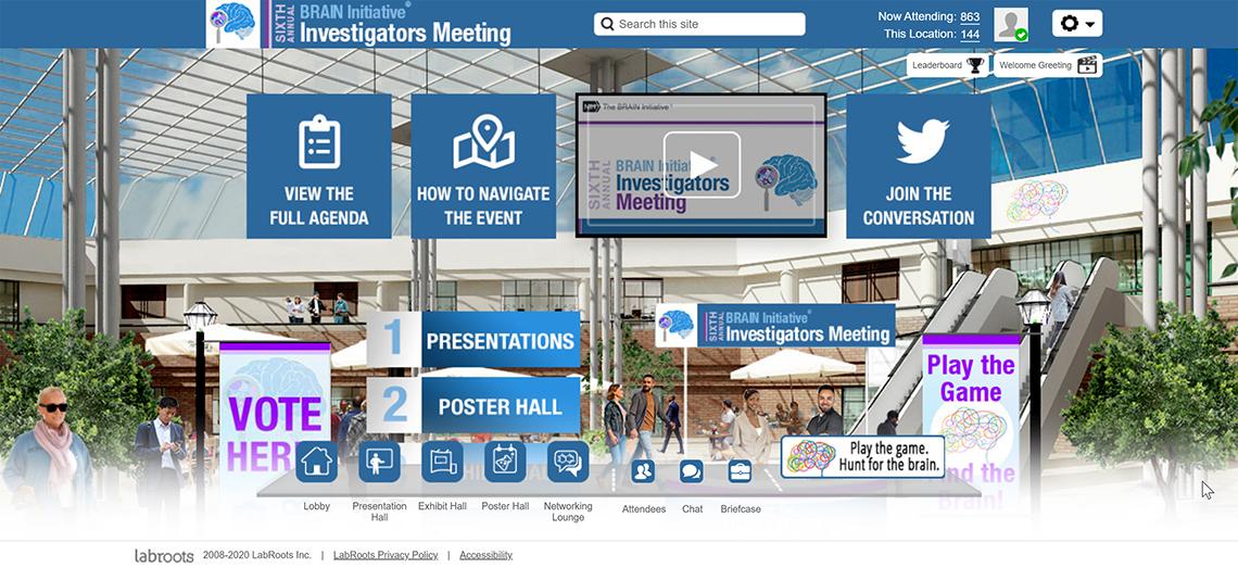 screenshot provides a look at the virtual meeting space hosted on the LabRoots website