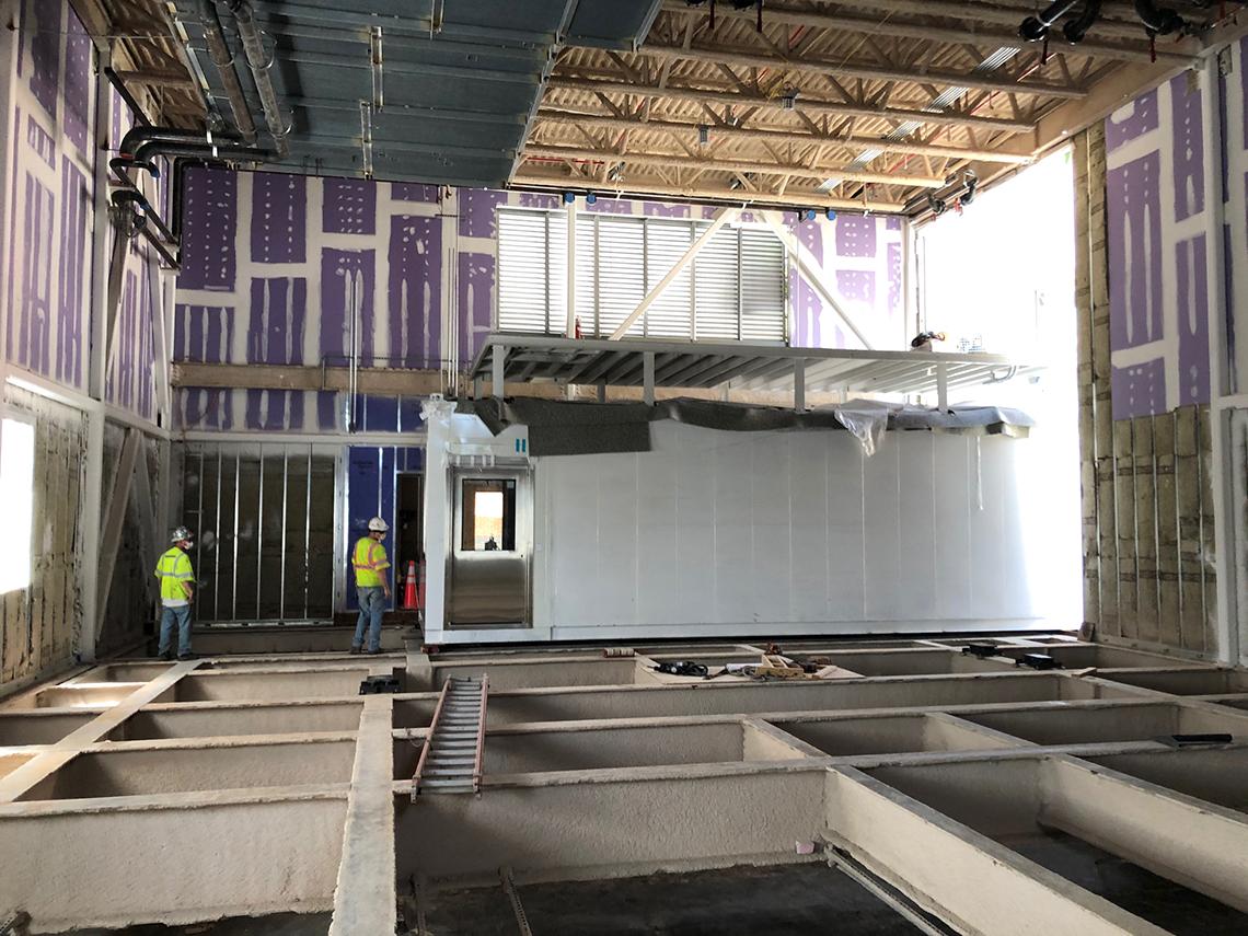 Germfree modules fit into interior of facility.