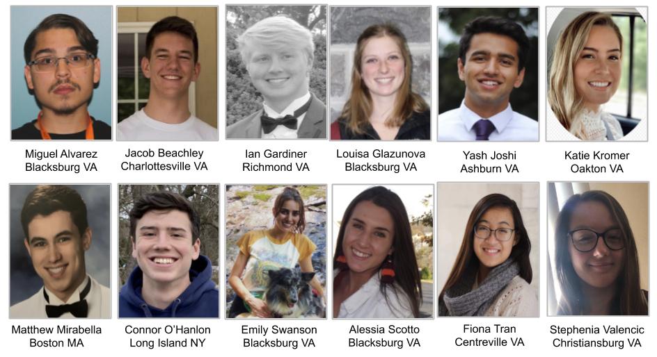 A slide shows head shots of the 12 students in Dr. Ewing's history class.