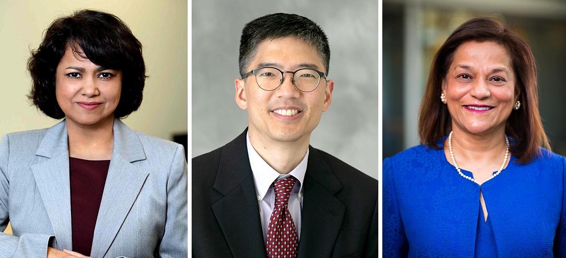 Head &amp; shoulder shots of Byrnes, Chiang and D’Souza 