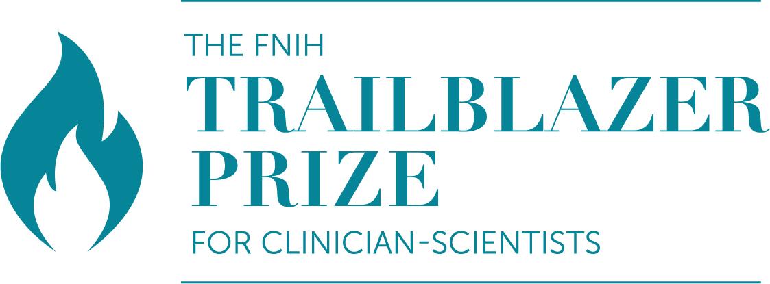 The logo features the words " The FNIH Trailblazer Prize for Clinician-Scientists" to the left of an illustration of a flame 