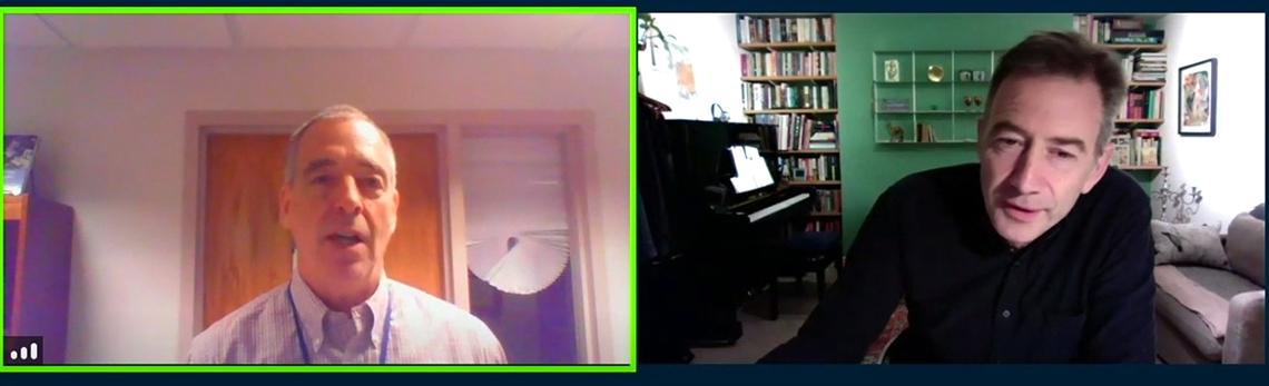 Wendler at the Clinical Center and Parker at his home, side by side on the video screening