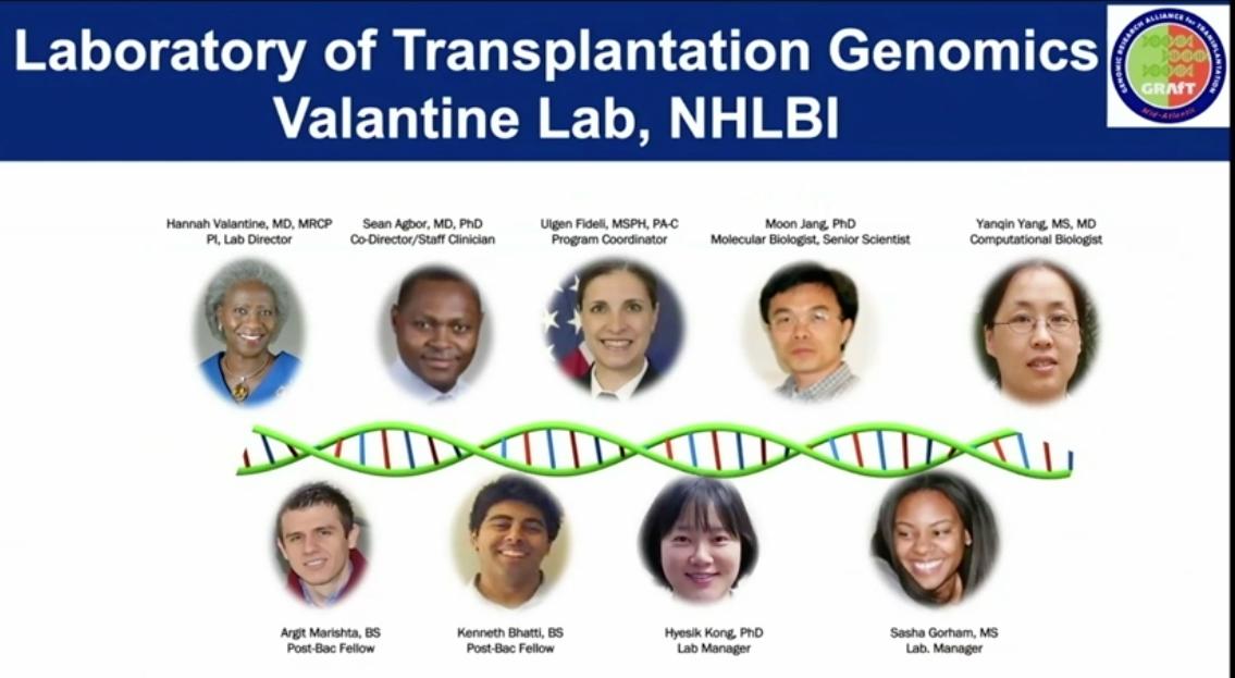 screenshot of Valantine's lab featuring individual portraits of 9 labmates of diverse ethnicities