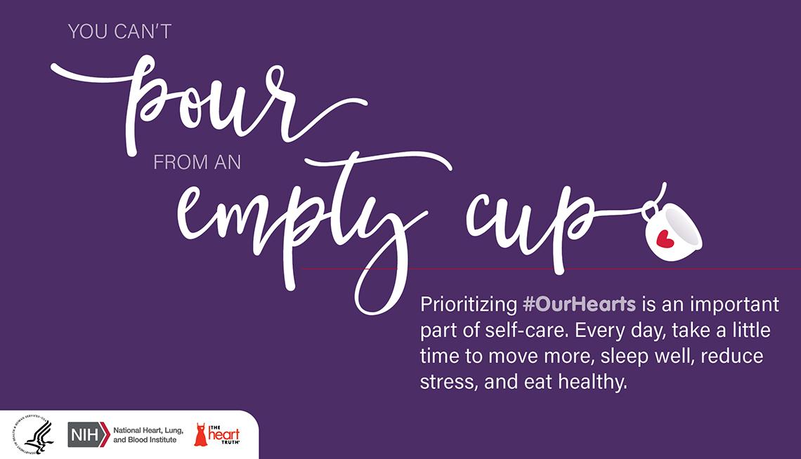 A quote card featuring the words "You can't pour from an empty cup"