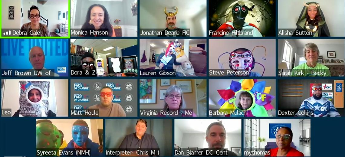 A Zoom gallery featuring NIHer's who attended the CFC Halloween Charity Fair and mask contest.