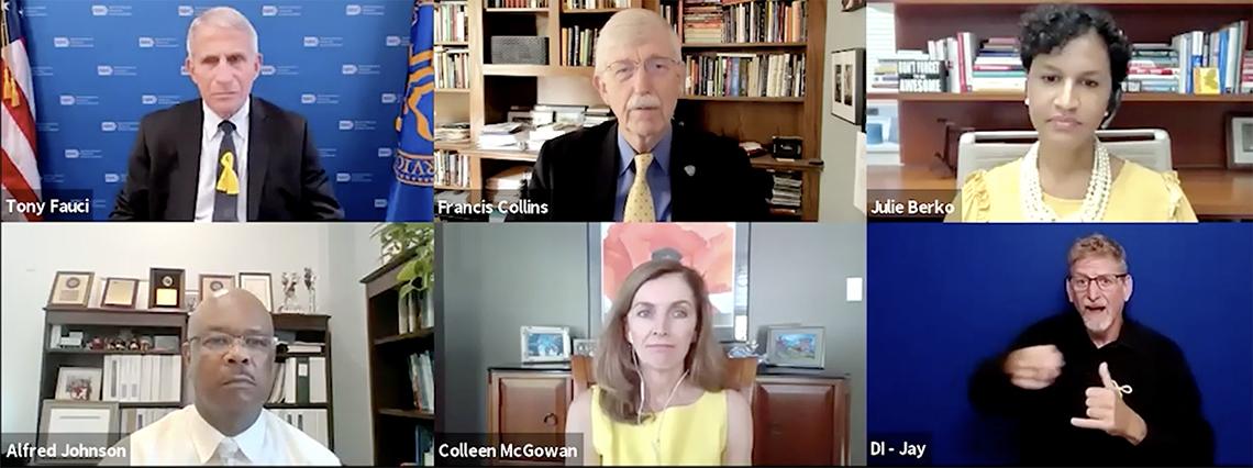 On screen grid of faces 