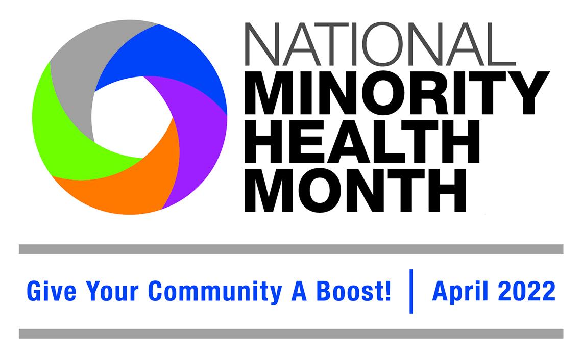image of National Minority Health Month logo--circle sliced into multiple colors