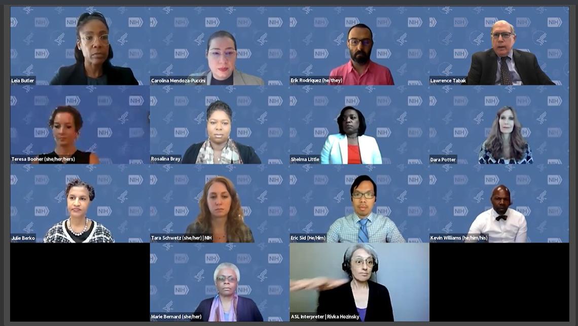 The presenters at the town hall are present virtually