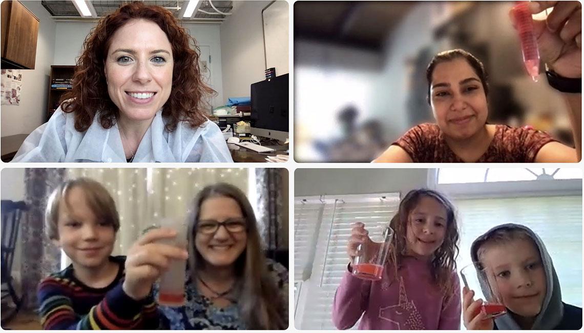 screenshot grid with adults in individual boxes and children in individual boxes