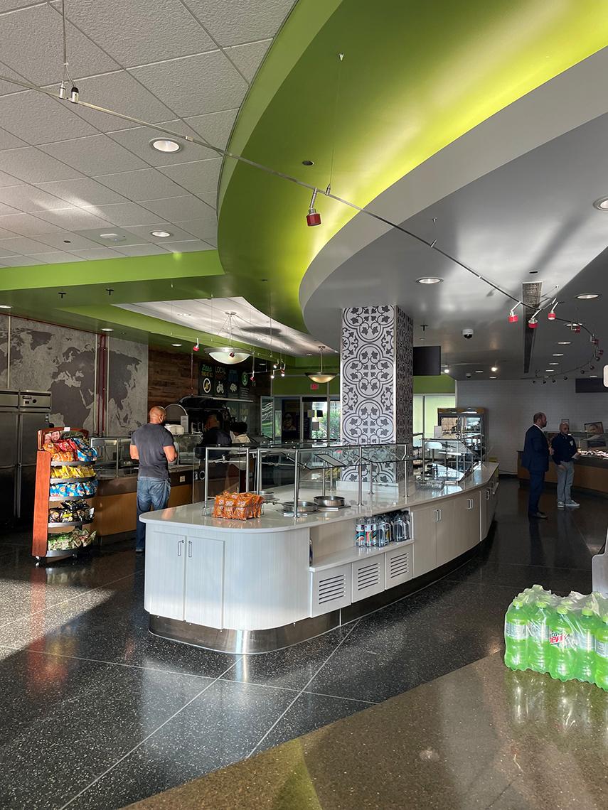 view of cafe serving area and buffet modules