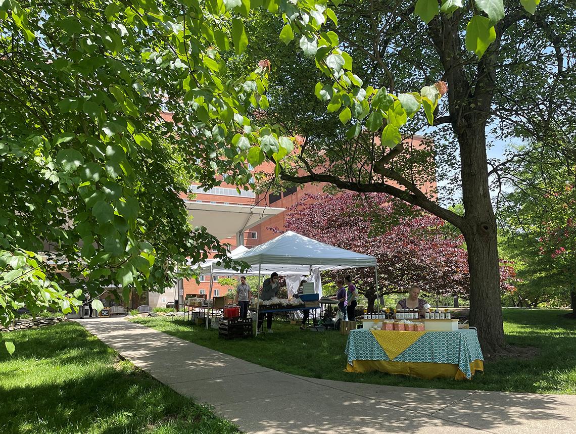 Tables and tents with food and other goodies for sale