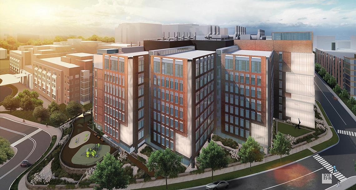 An artistic illustration of the new building 