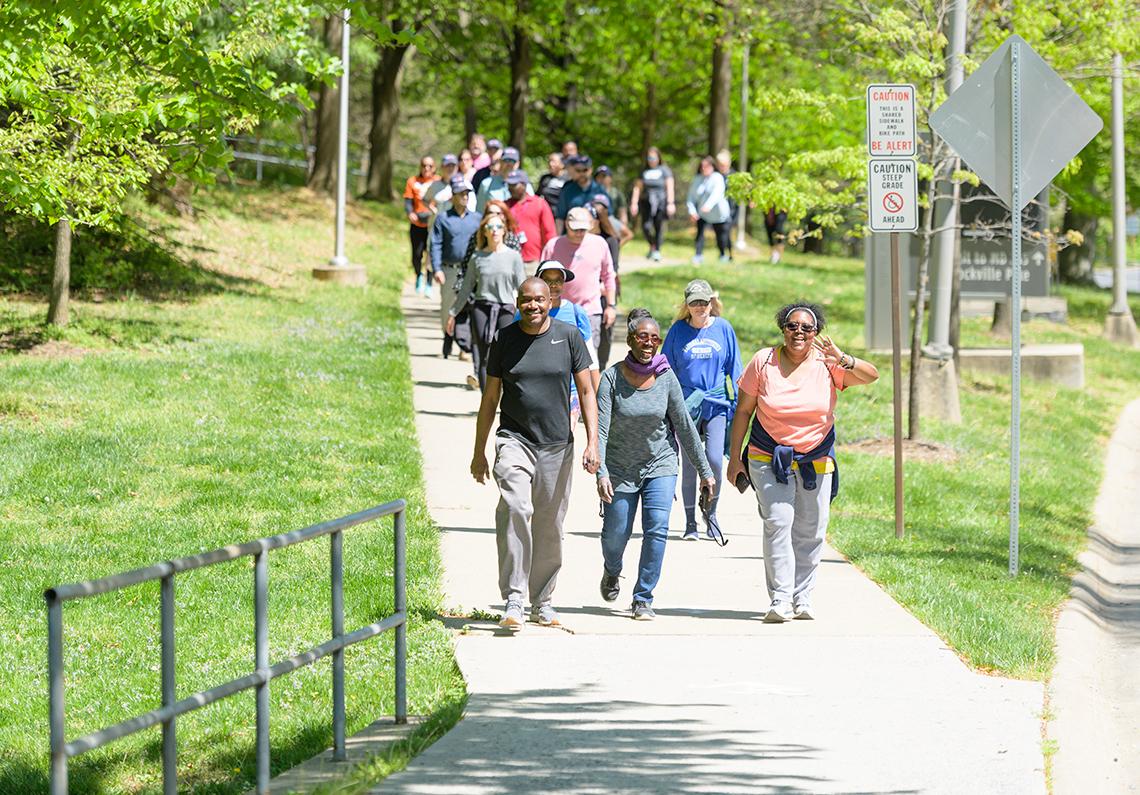 Walkers approach finish line.