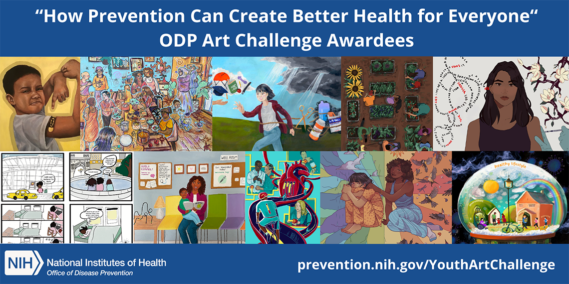 collage of artwork entries with challenge title in white letters overtop