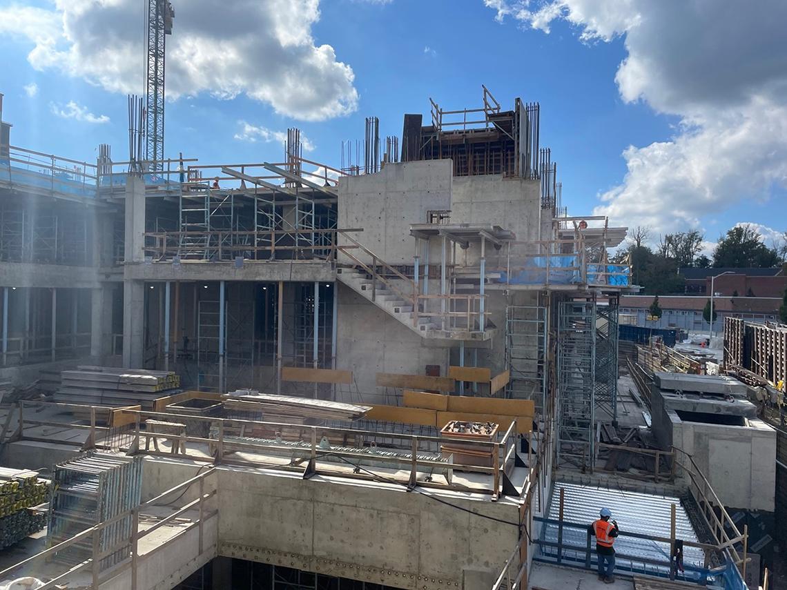 Ongoing construction for the Clinical Center’s surgery, radiology and laboratory medicine (SRLM) tower