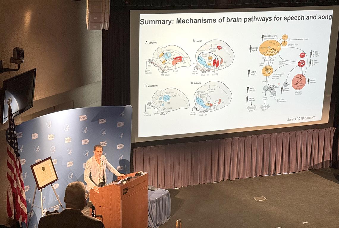 Jarvis presents his talk in the auditorium
