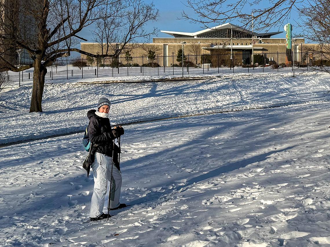 Skier on NIH's campus