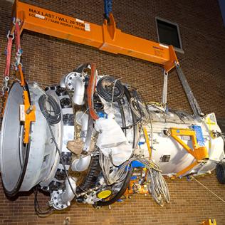 New engine being lowered into place