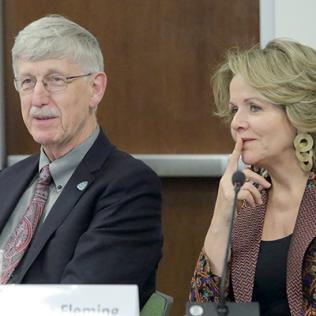 Collins and Fleming smile.